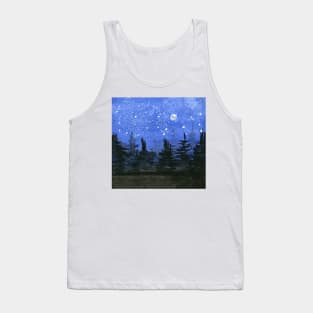 Moonlight at the Forest. Original Watercolor Painting Tank Top